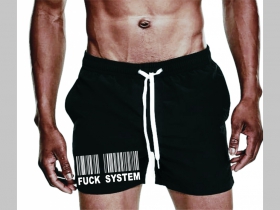 Fuck System - plavky s mot&iacute;vom - plavkov&eacute; p&aacute;nske kraťasy s pohodlnou gumou v p&aacute;se a &scaron;n&uacute;rkou na dotiahnutie vhodn&eacute; aj ako klasick&eacute; kraťasy na voľn&yacute; čas